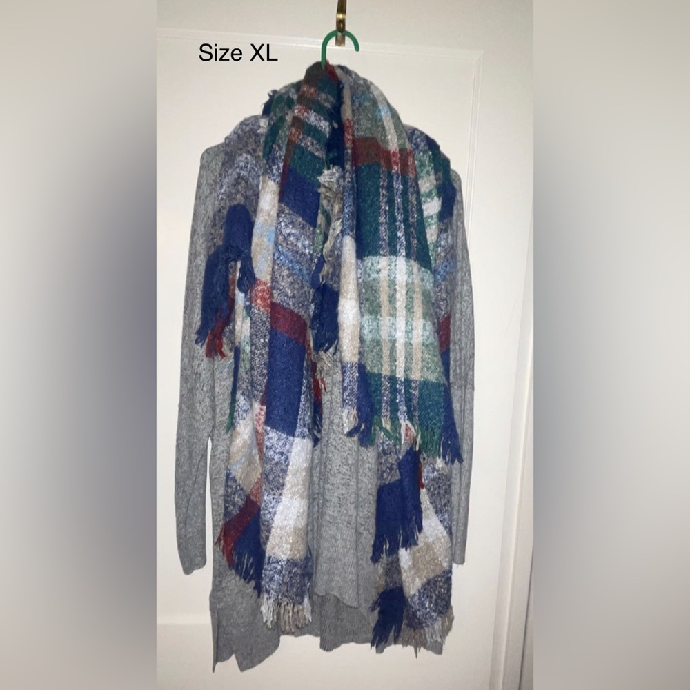Grey light weight sweater dress and scarf